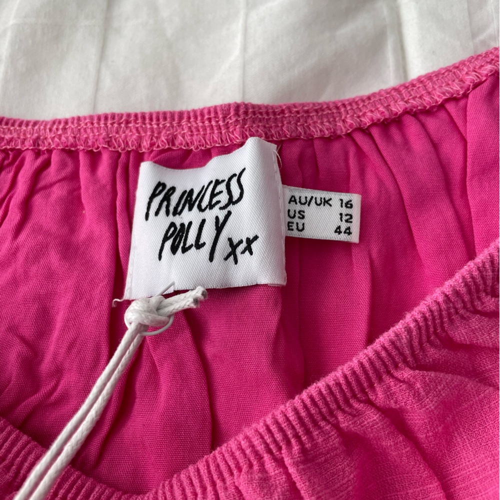 NWT Princess Polly Pink Off the Shoulder Tied Crop Top - Picture 3 of 6